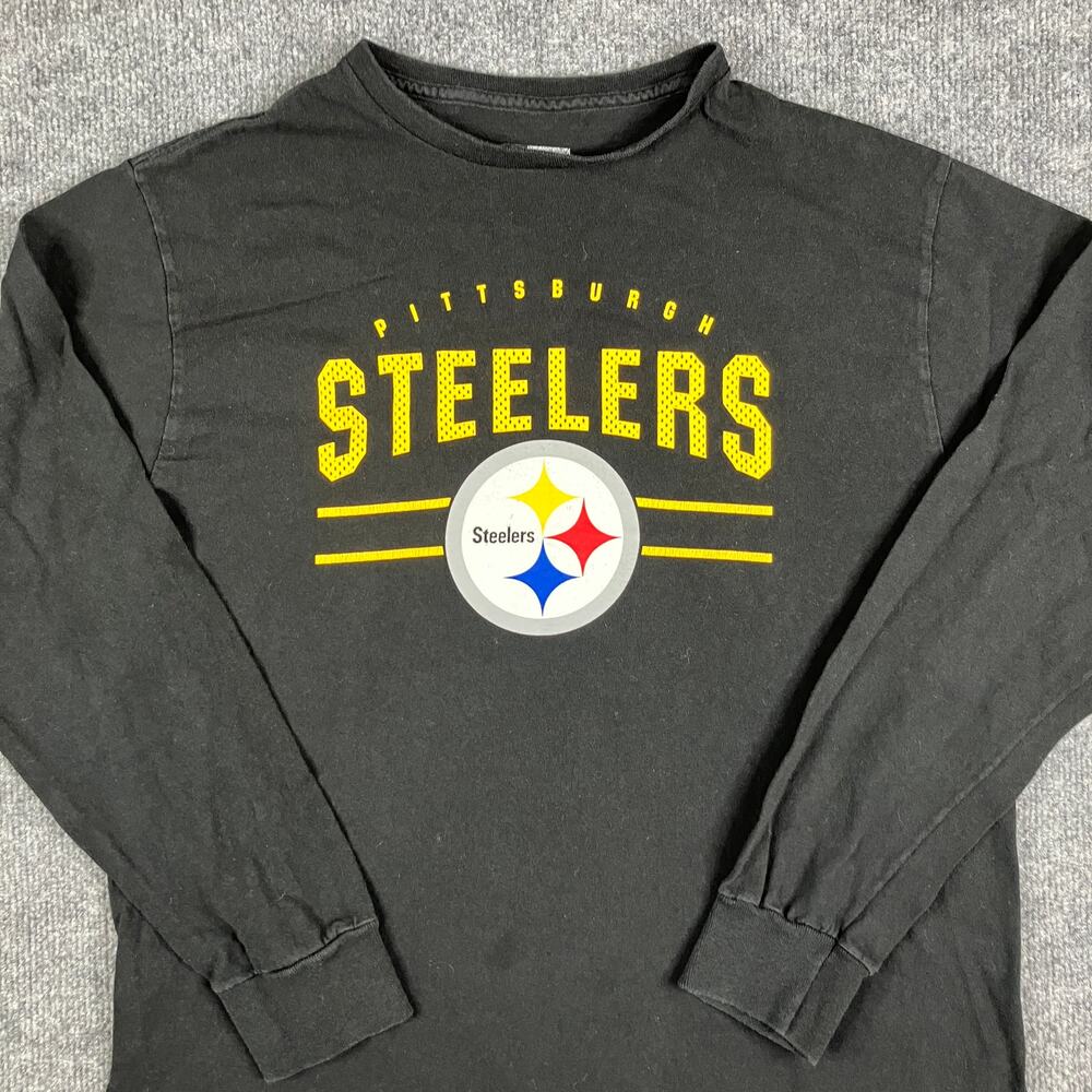 Pittsburgh Steelers Long Sleeve T-Shirt Mens Size L Black NFL Graphic Tee